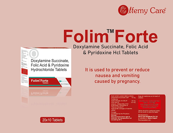 DOXYLAMINE SUCCINATE10MG+PYRIDOXINE10MG+FOLI CACID2.5MG